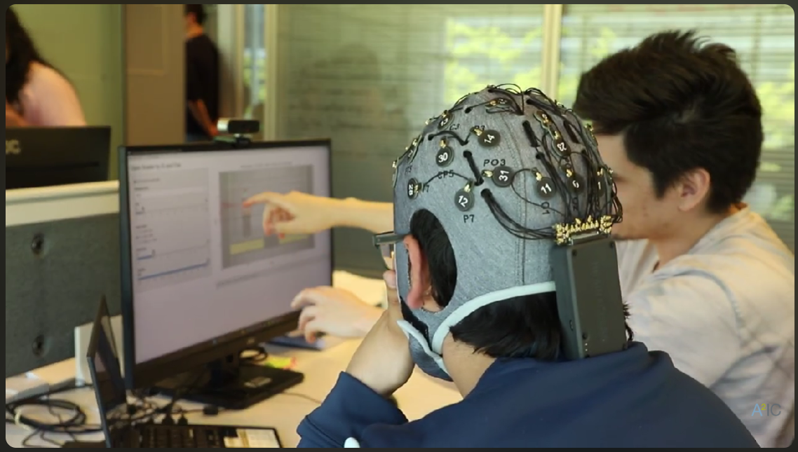 EEG cap data collection session at the NeuroPolicy Lab